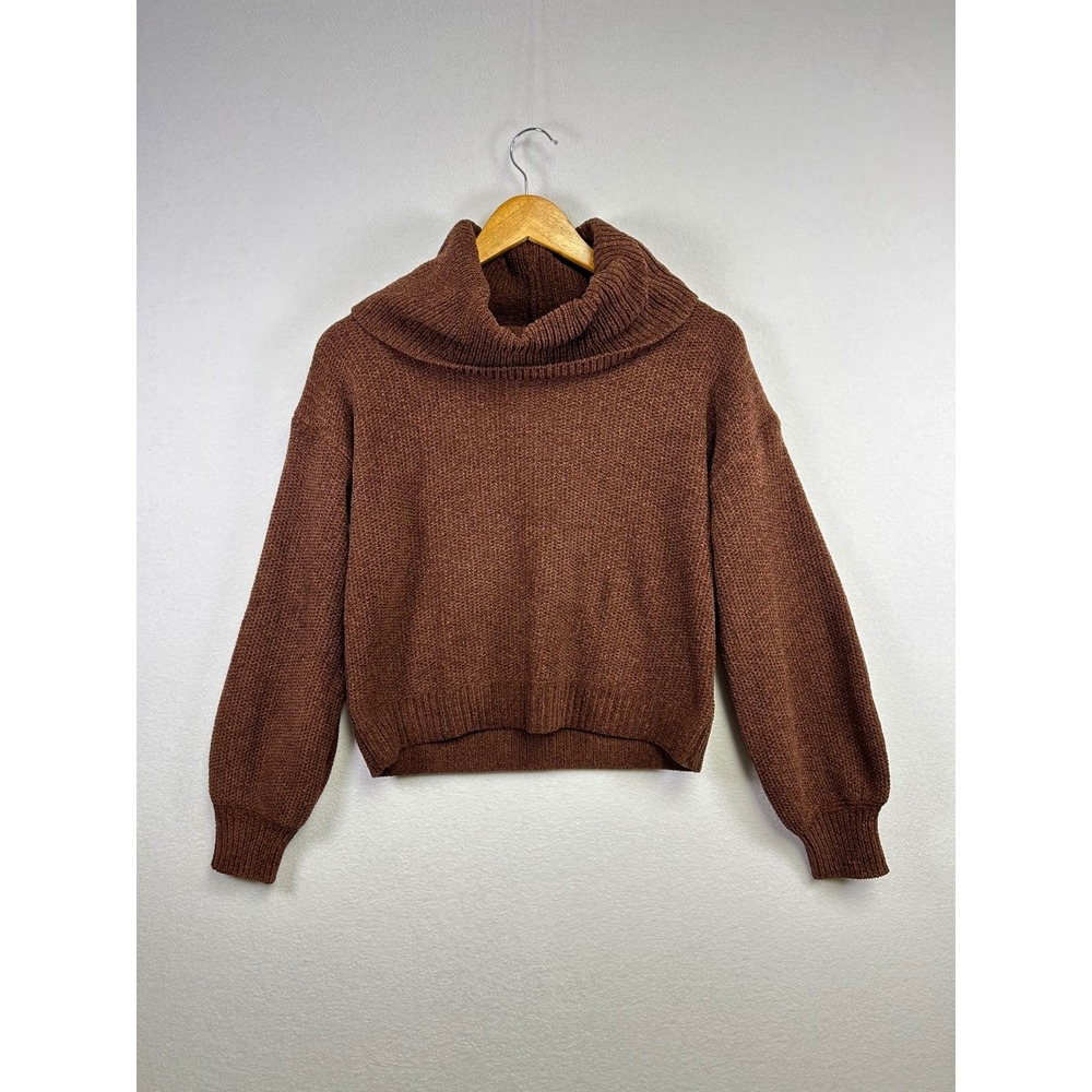 Pink Rose Brown Knit Cowl Neck Long Sleeve Sweater Size S